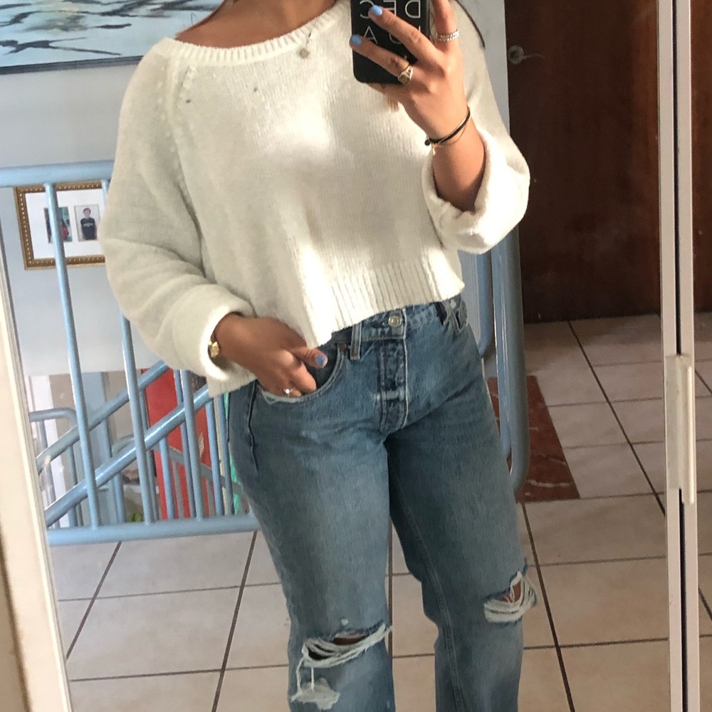 white basic sweater